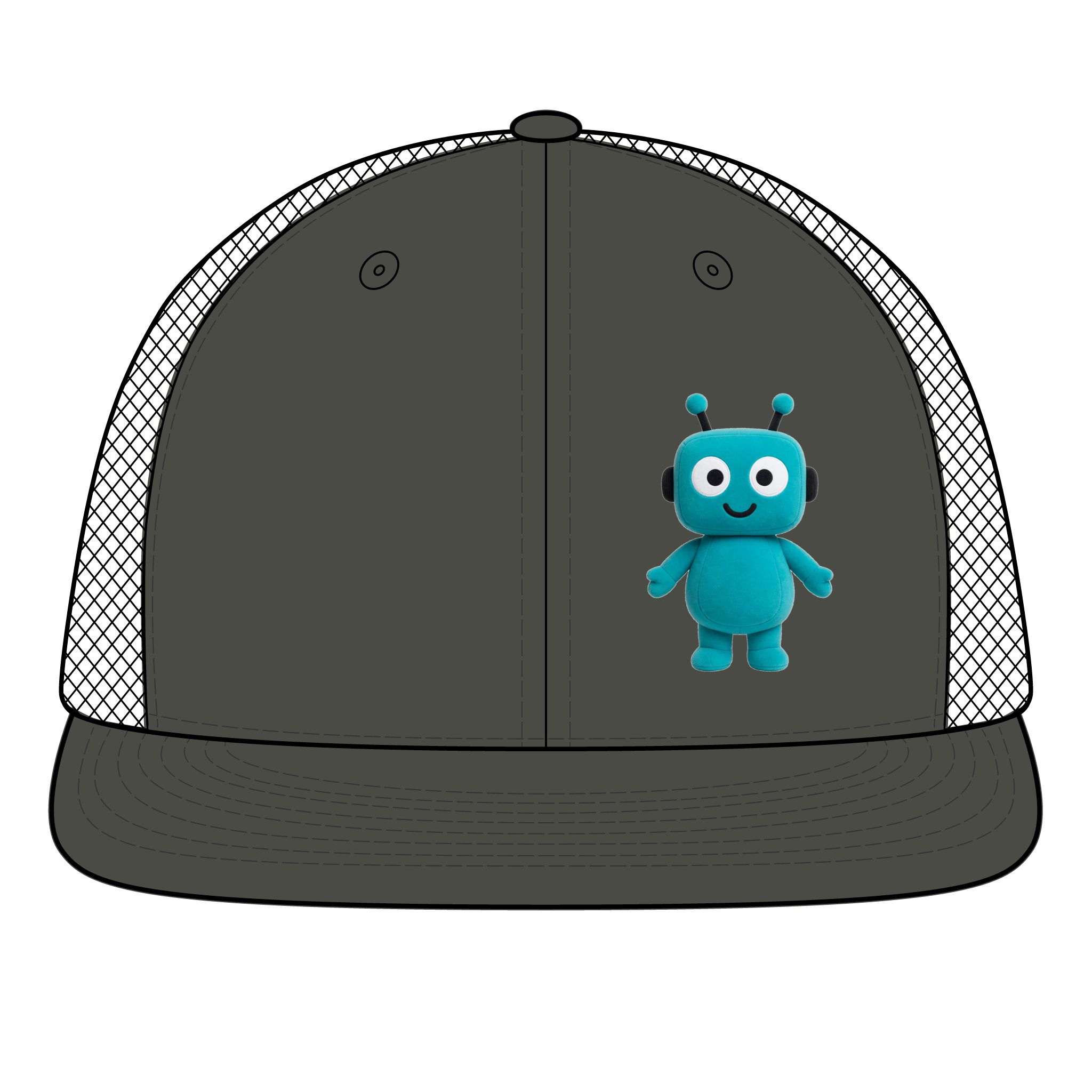Human-N-Loop Snapback Flat Bill Trucker Cap – Teal Bot - Image 4