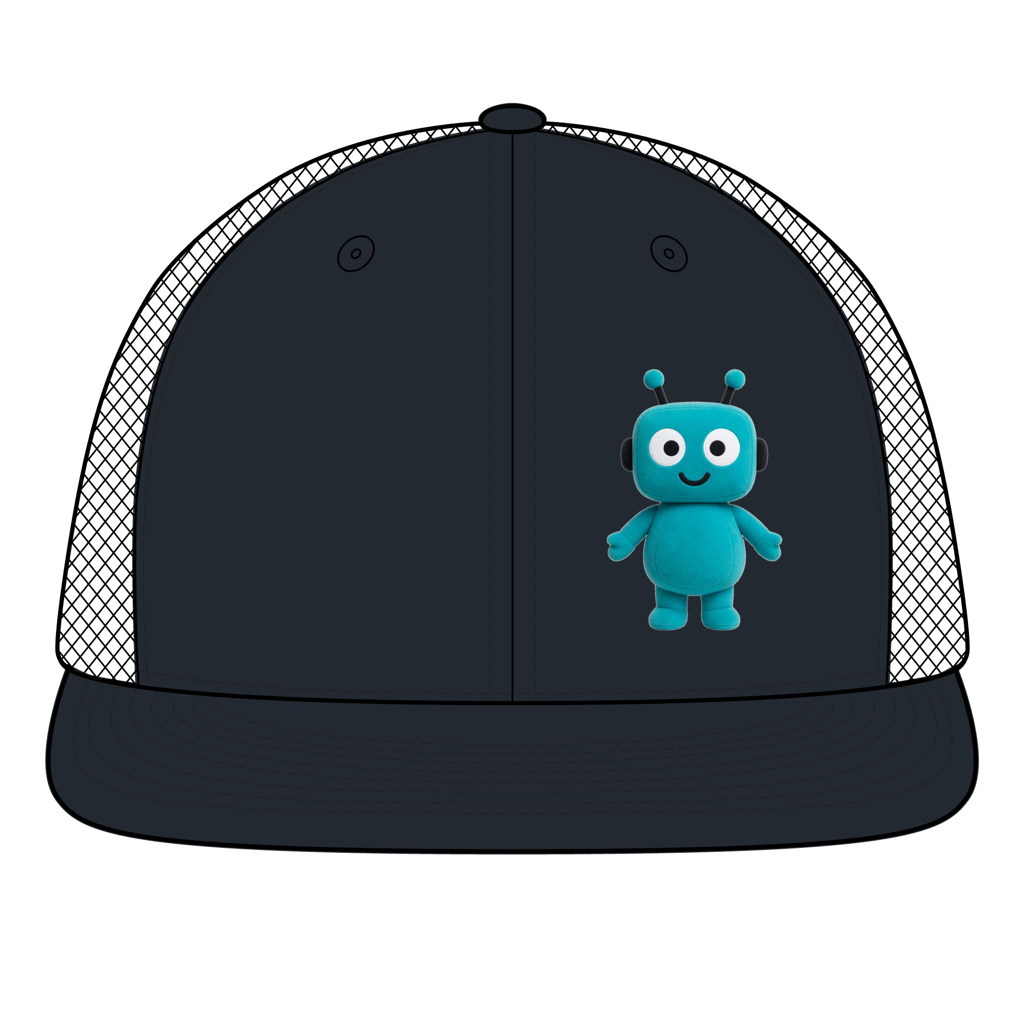 Human-N-Loop Snapback Flat Bill Trucker Cap – Teal Bot - Image 7
