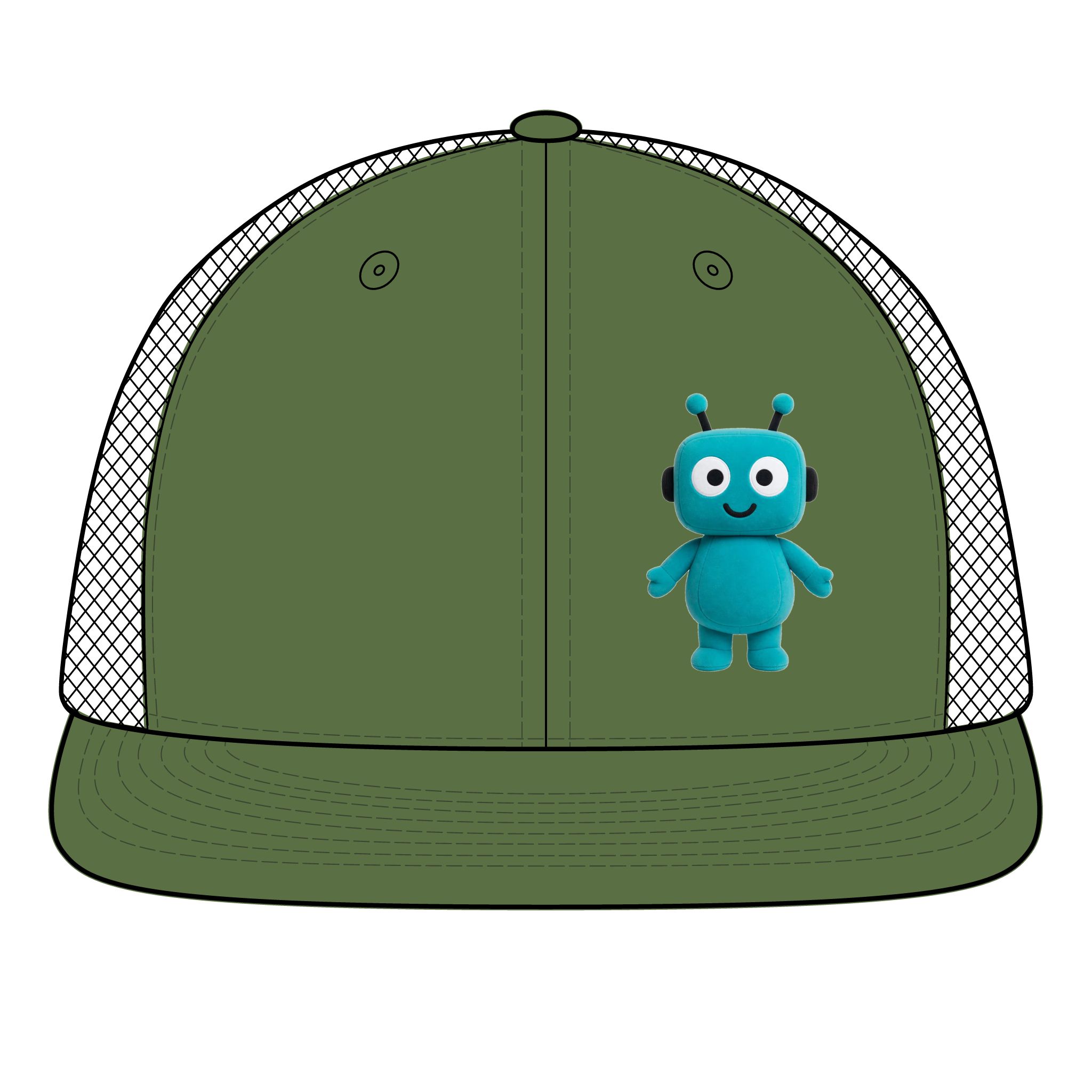 Human-N-Loop Snapback Flat Bill Trucker Cap – Teal Bot - Image 13