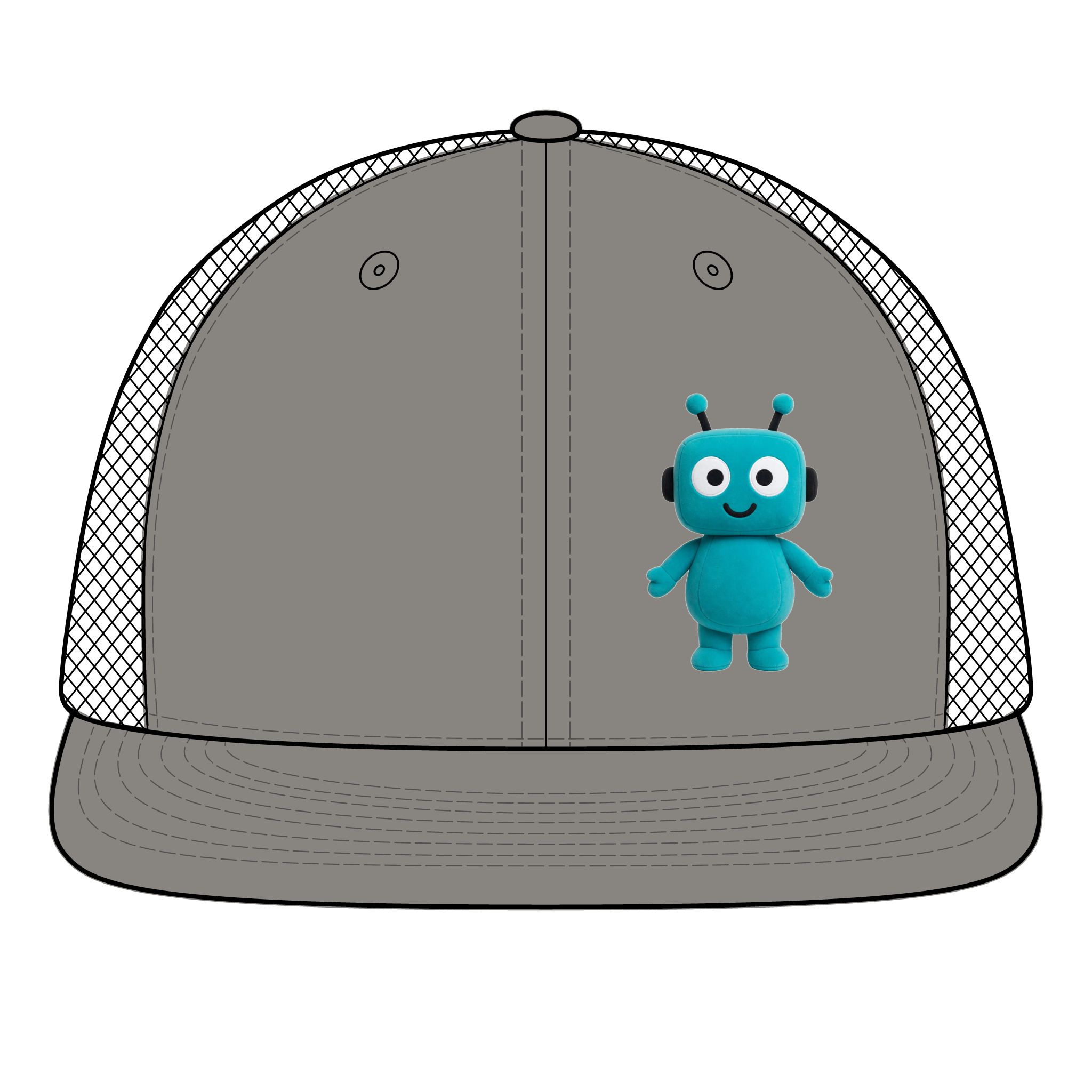 Human-N-Loop Snapback Flat Bill Trucker Cap – Teal Bot