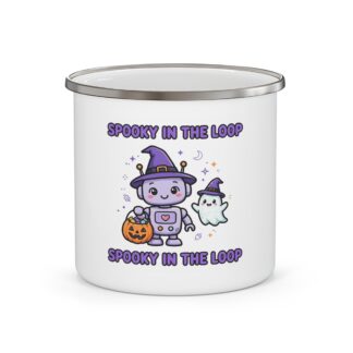 Human-N-Loop Enamel Camp Mug – Witch Bot