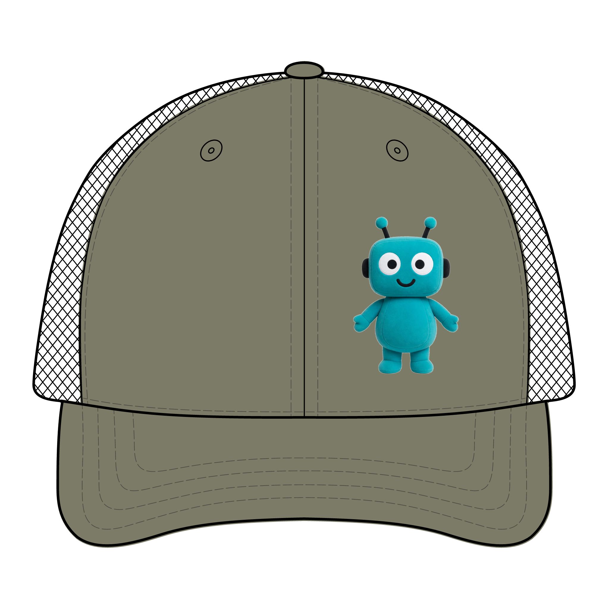 Human-N-Loop Digi Camo Snapback Trucker Cap – Teal Bot - Image 4