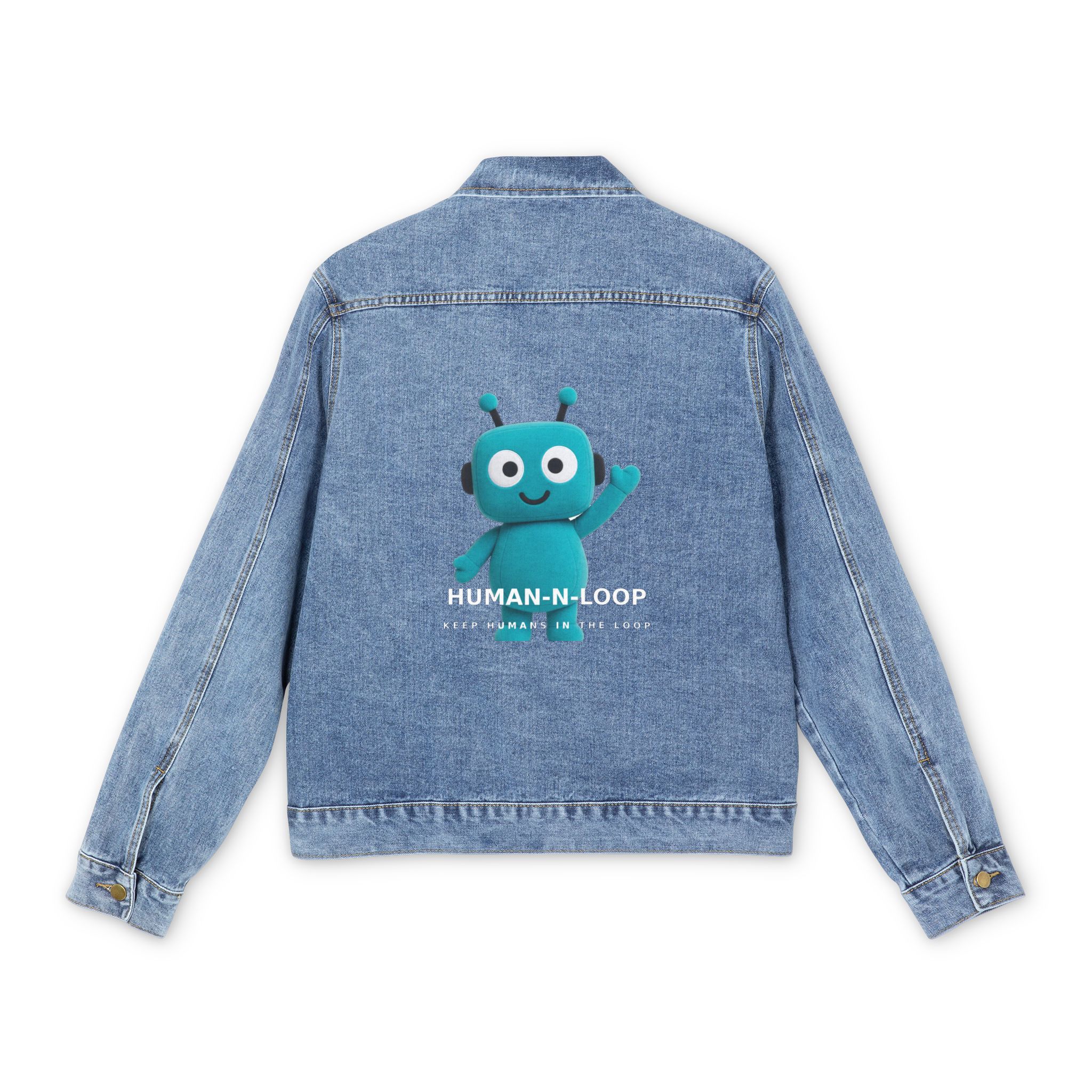Human-N-Loop Men's Denim Jacket – Waving Bot - Image 2